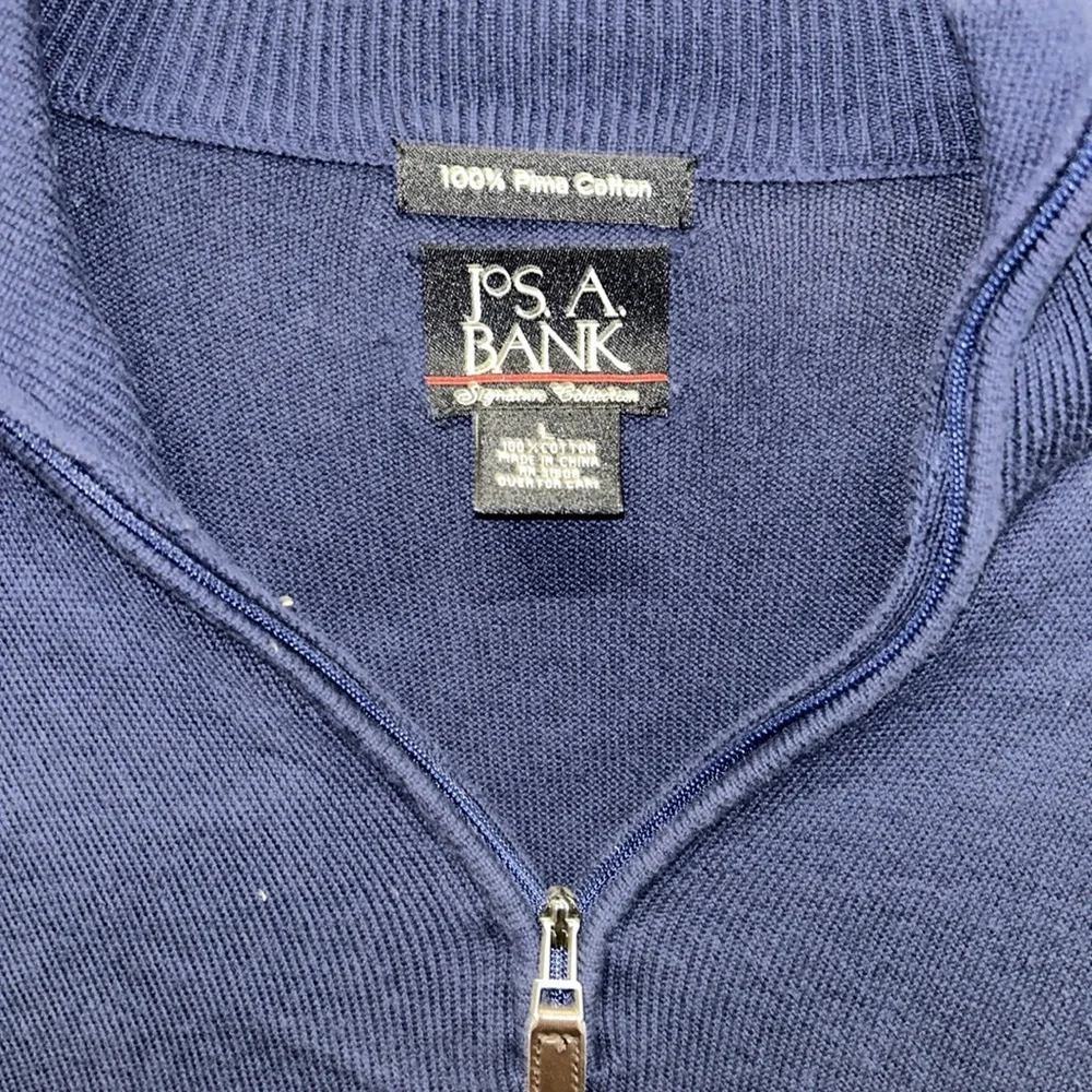 Jos.‎ A. Bank 100% Pima Cotton Long Sleeve Blue 1/4 Zip Sweater- Large